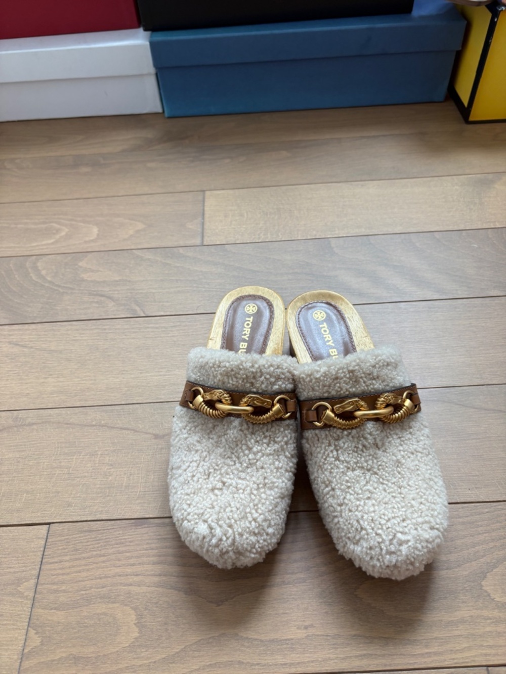 Tory Burch Shearling Mules - Picture 2 of 3